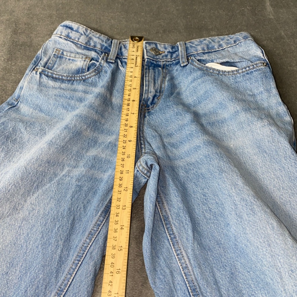 Wild Fable Barrel Jeans Women 6 Light Wash Blue High Rise Curved Leg Articulated - Picture 5 of 14